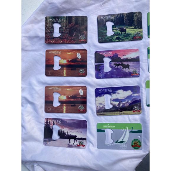 Lot of 22 Moosehead Bottle Openers - Credit Card & Coaster Openers Vintage - Picture 3 of 12